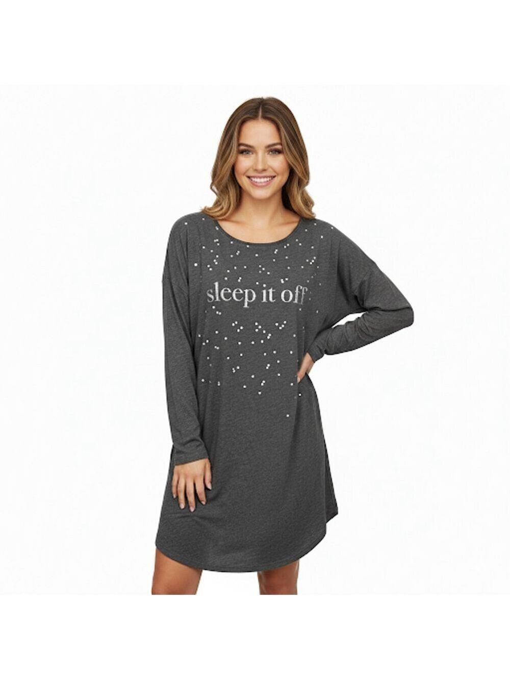 Victoria’s Secret Sleep Shirt Women’s Small Gray Long Sleeve Nightgown